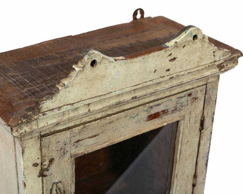 Vitrine murale ou a poser vieux teck ancienne patine d'origine inde