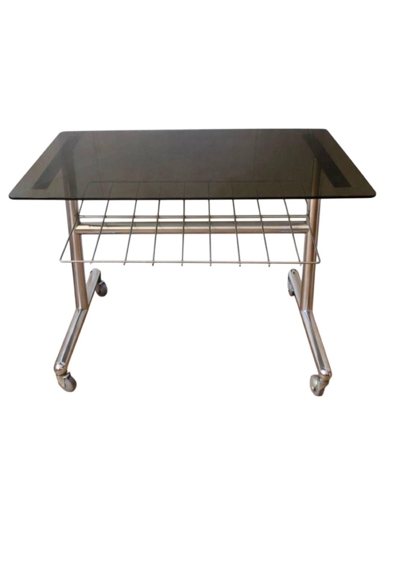 Vintage furniture on wheels in chrome and smoked glass – 70s/80s