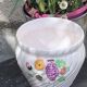 Large slip cover in white enameled ceramic, with vintage fruit decoration
