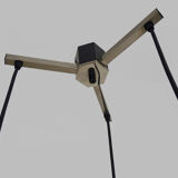 Suspension waterfall vintage in chrome polished and glass chiseled 3 lights 70s