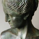 "Aphrodite" patinated stucco bust original sculpture signed LE CANN, French listed