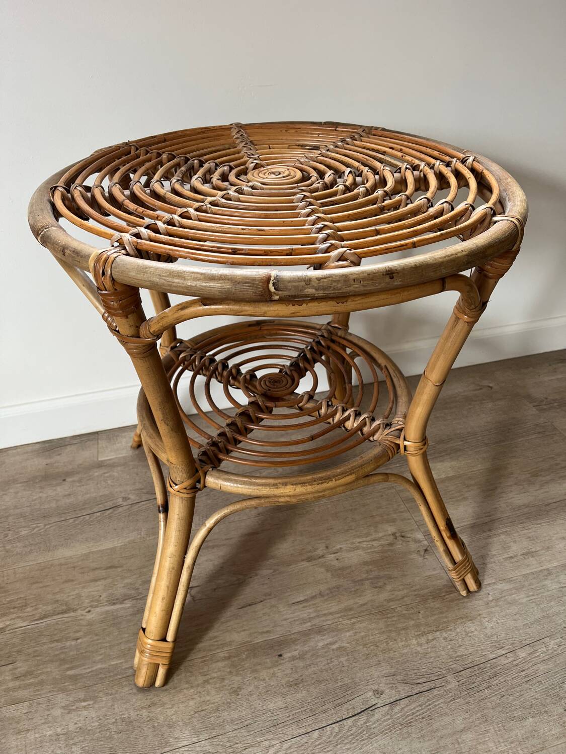Rattan side table