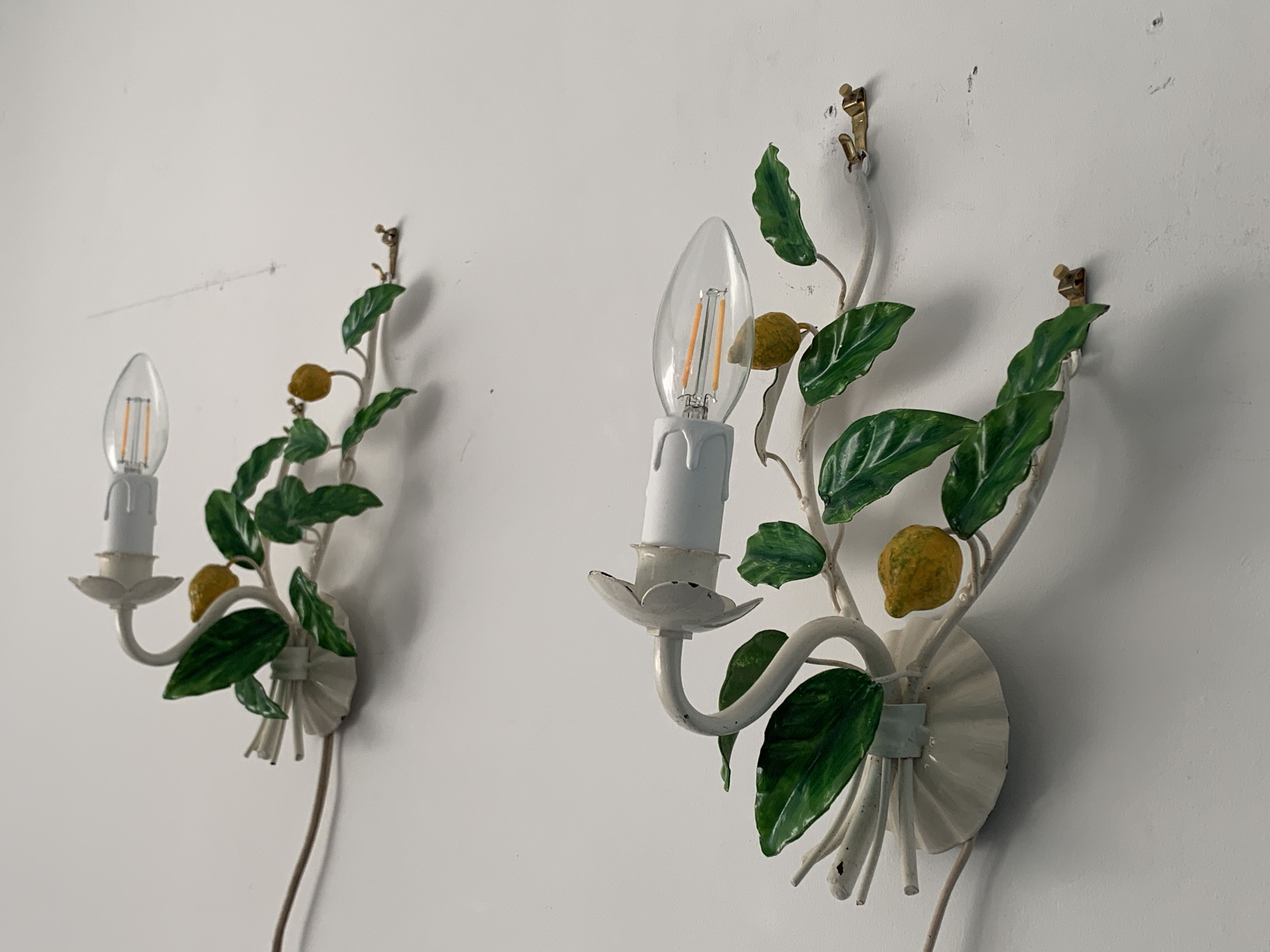 Pair of Italian metal lemon sconces, Firenze House, 1970
