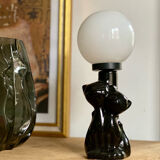 Ceramic black cat couple lamp