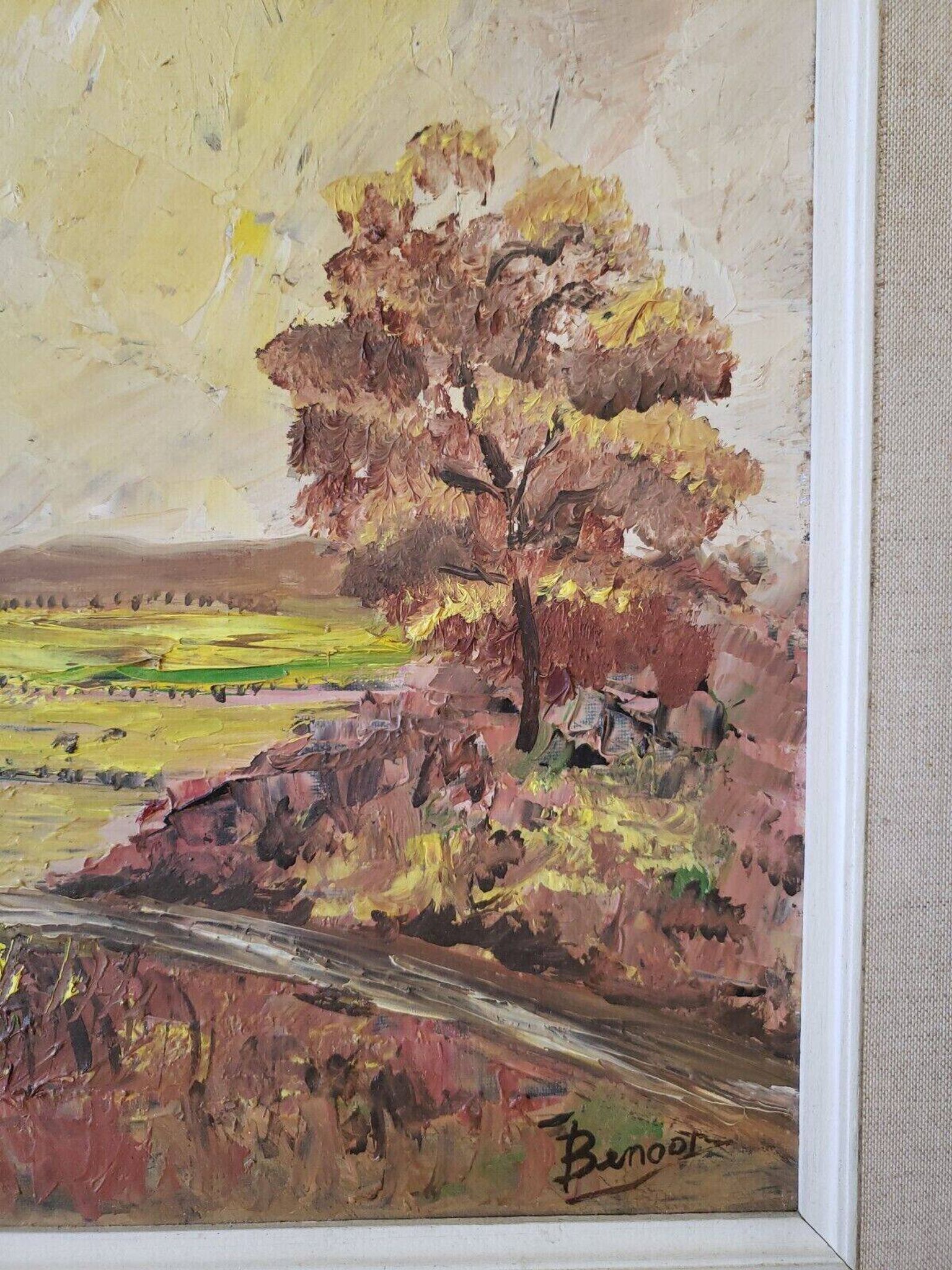 Large rural landscape painting - Oil on framed canvas - Circa 1950 - Signed Benoot
