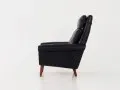 Black leather armchair, Danish design, 1970s, production: Denmark