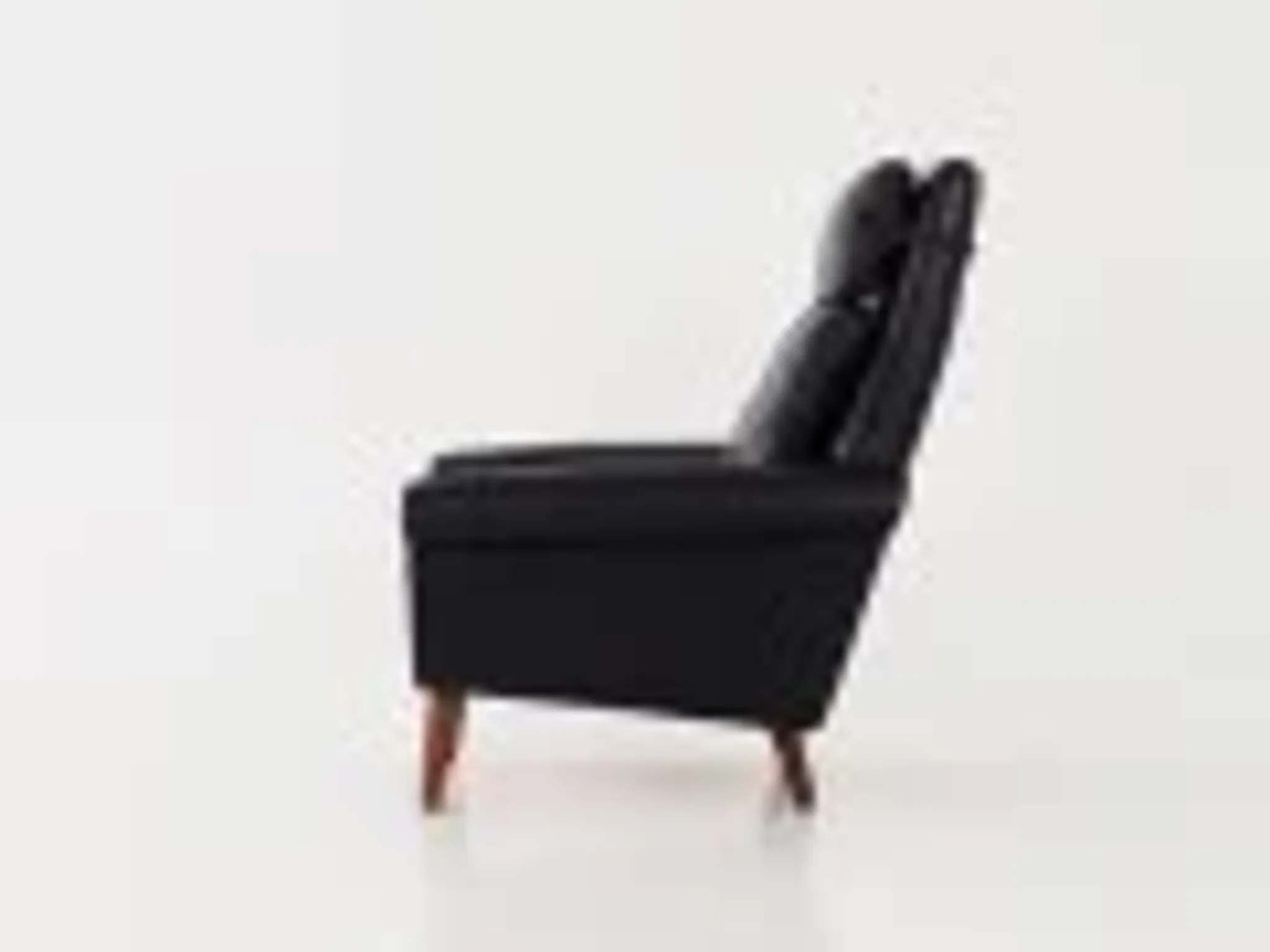 Fauteuil en cuir noir, design danois, années 1970, production : Danemark
