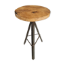 Table d’appoint industrielle plante table chêne avec pied en fer