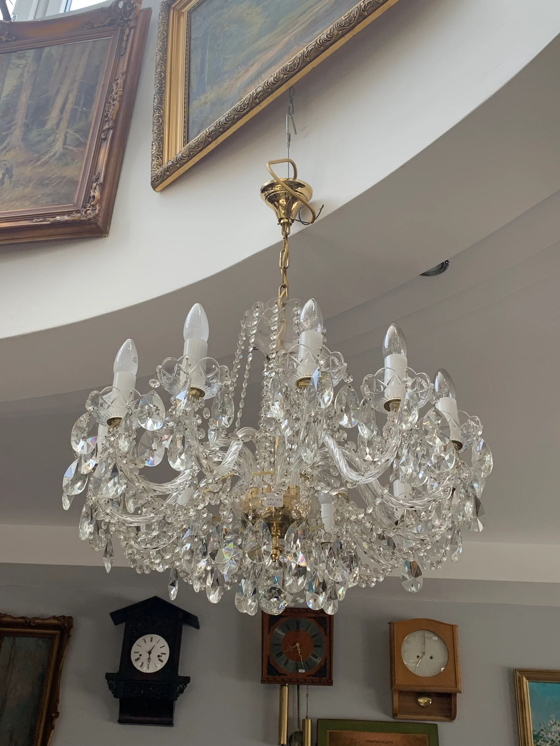 Lustre tchèque en cristal taillé, 12 bras