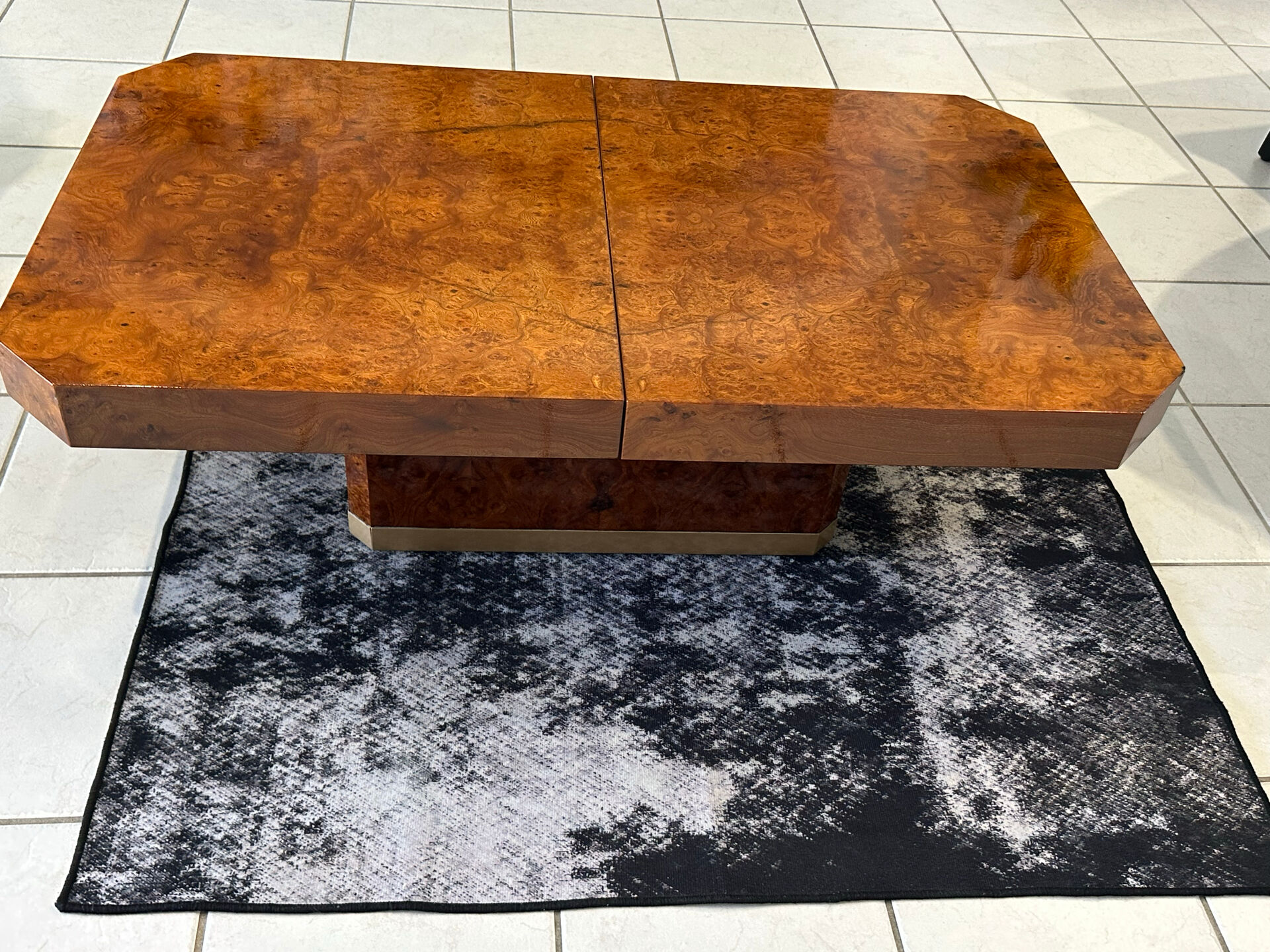 Table basse bar  en Loupe d’orme maison  Lancel vintage 1970