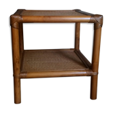 Table basse rotin et bambou vintage