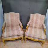 Pair of louis xv style upholstered armchairs
