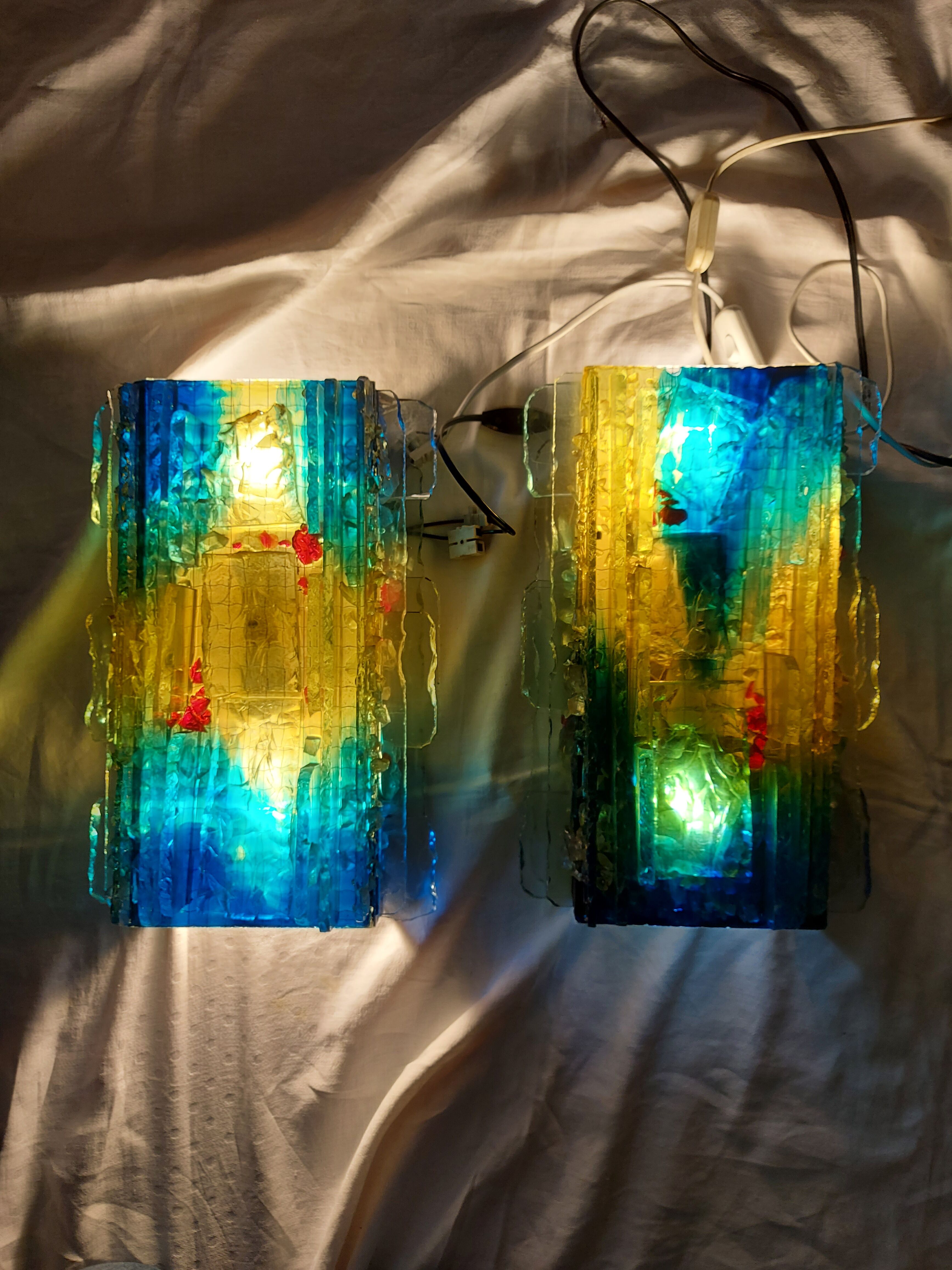 Pair of raak glass appliques, Willem Van Oyen, Chartres model