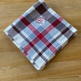 Vintage checkered tablecloth with BF monogram