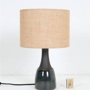 Søholm "1040" table lamp with jute lampshade / ceramic / mid-century / Danish modern design / 1960s / 1970s / Cloos & Co.
