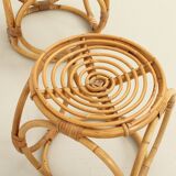 Set of three 1970s rattan stools, Spain.