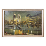 Richard KAISER: oil on canvas view of Notre Dame from the Seine