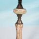 Chic hotel table lamp in onyx and brass, mid-century modern table lamp from the 70s.