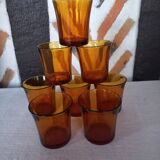 8 Duralex amber tumbler glasses