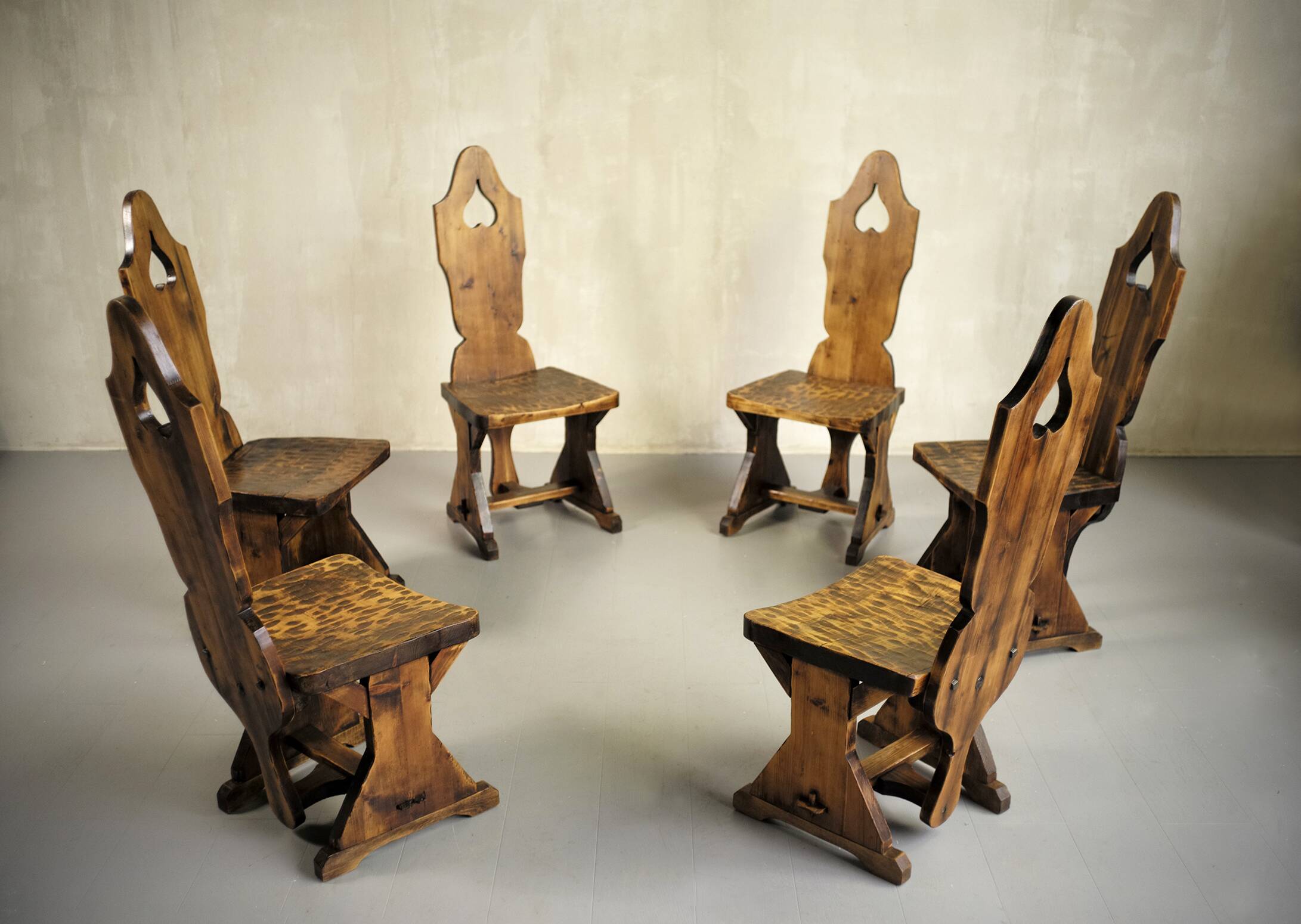 Set of 6 Savoyard chairs, 1950