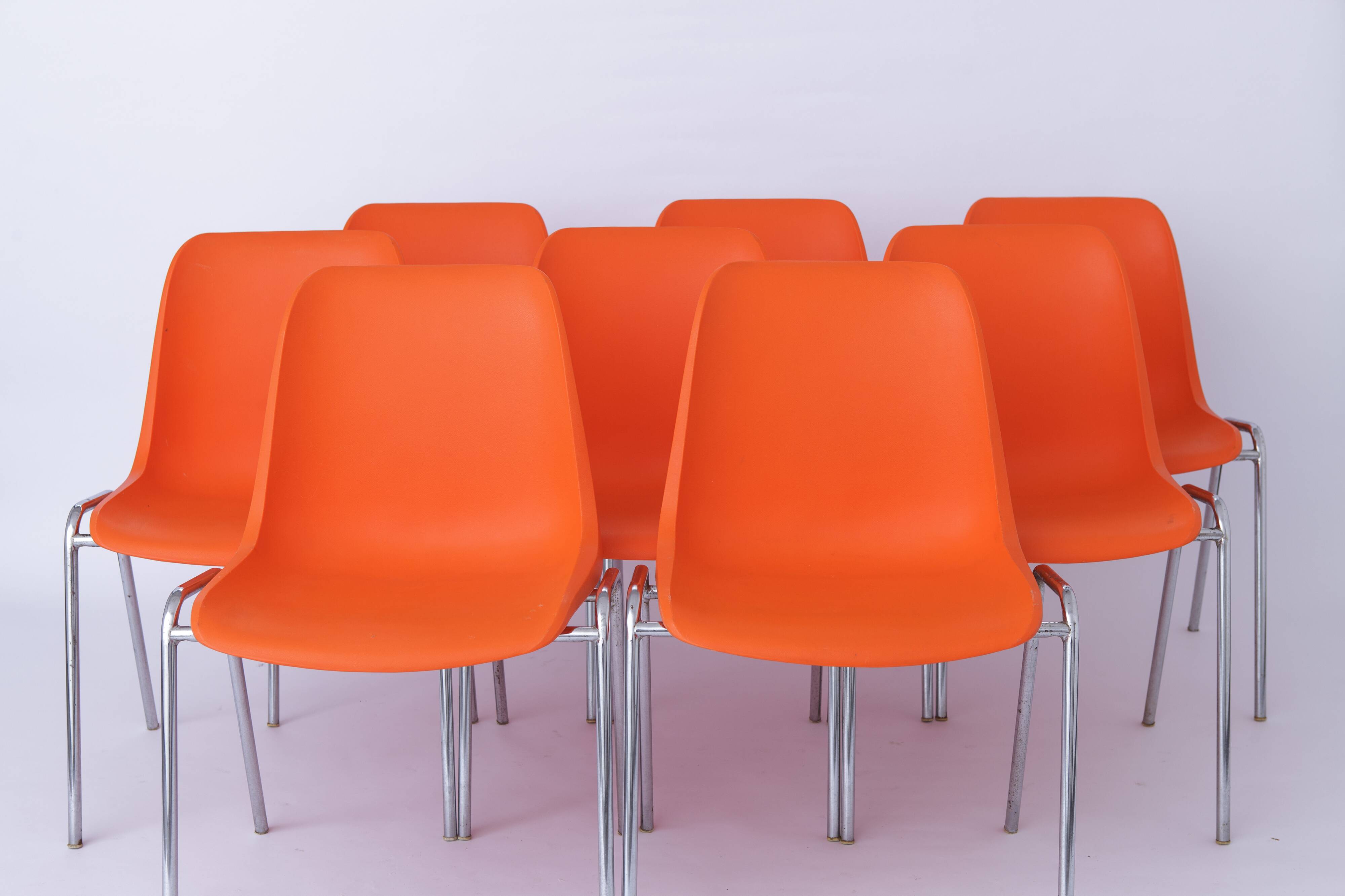 12 Stacking Chairs Vintage 1970s, Germany