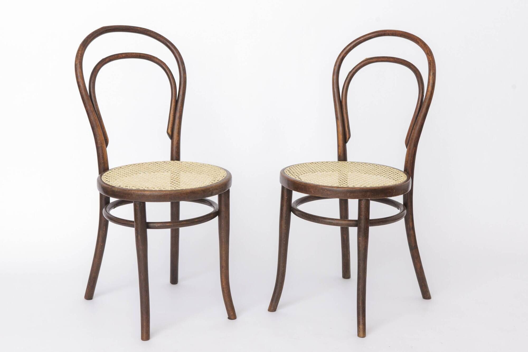 Set of 2 Antique Thonet Bentwood Chairs, Vienna Cafe Chairs, Early 1900s
