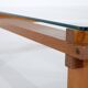 Table basse carrée en chêne et verre, Italie 1970