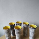 6 ceramic glasses from the 60s