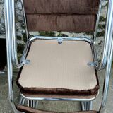 Set of 4 brown velvet zigzag chairs 1970