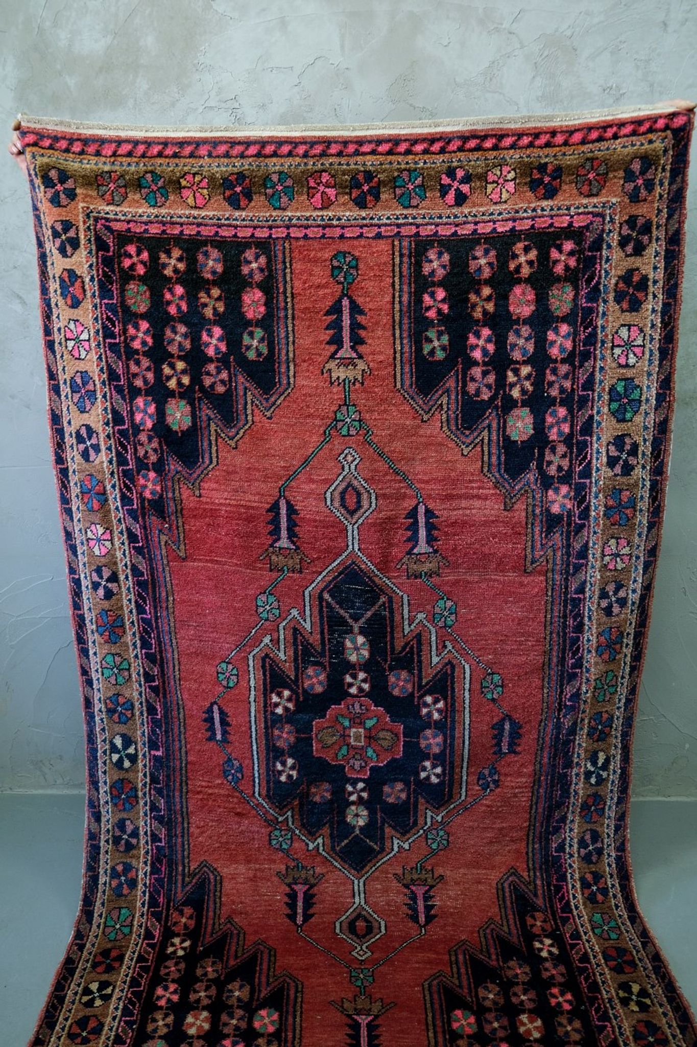Tapis antique de maslaghan persan tissé à la main années 20 254x135cm