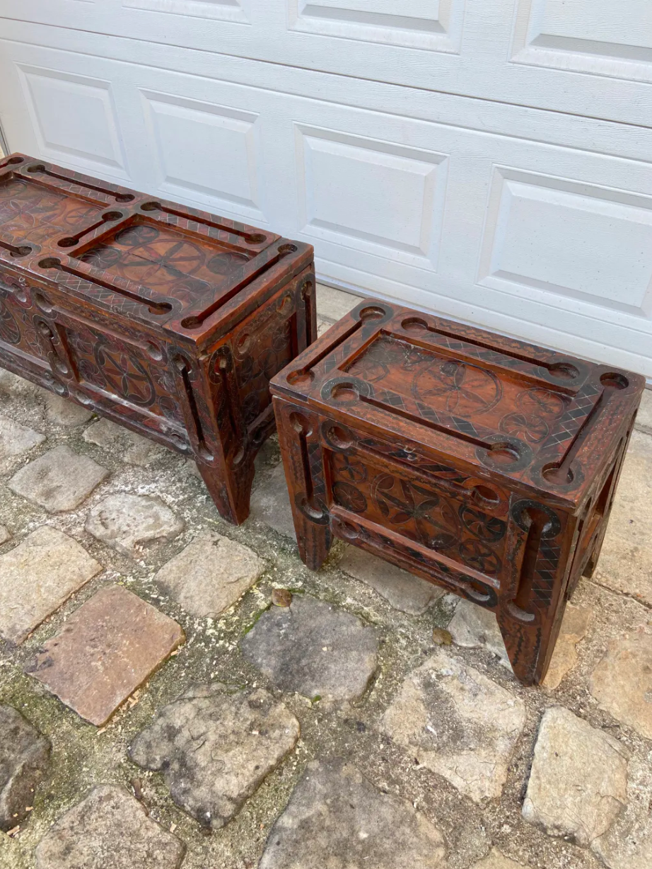 Set of Moroccan cedar wood chests