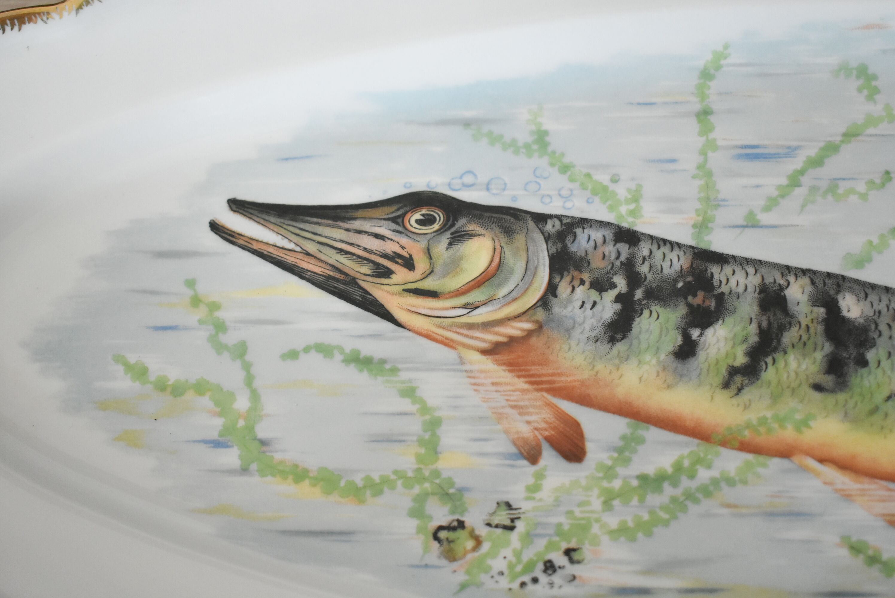 Rare: fish set 11 pieces, Société Française de Porcelaine