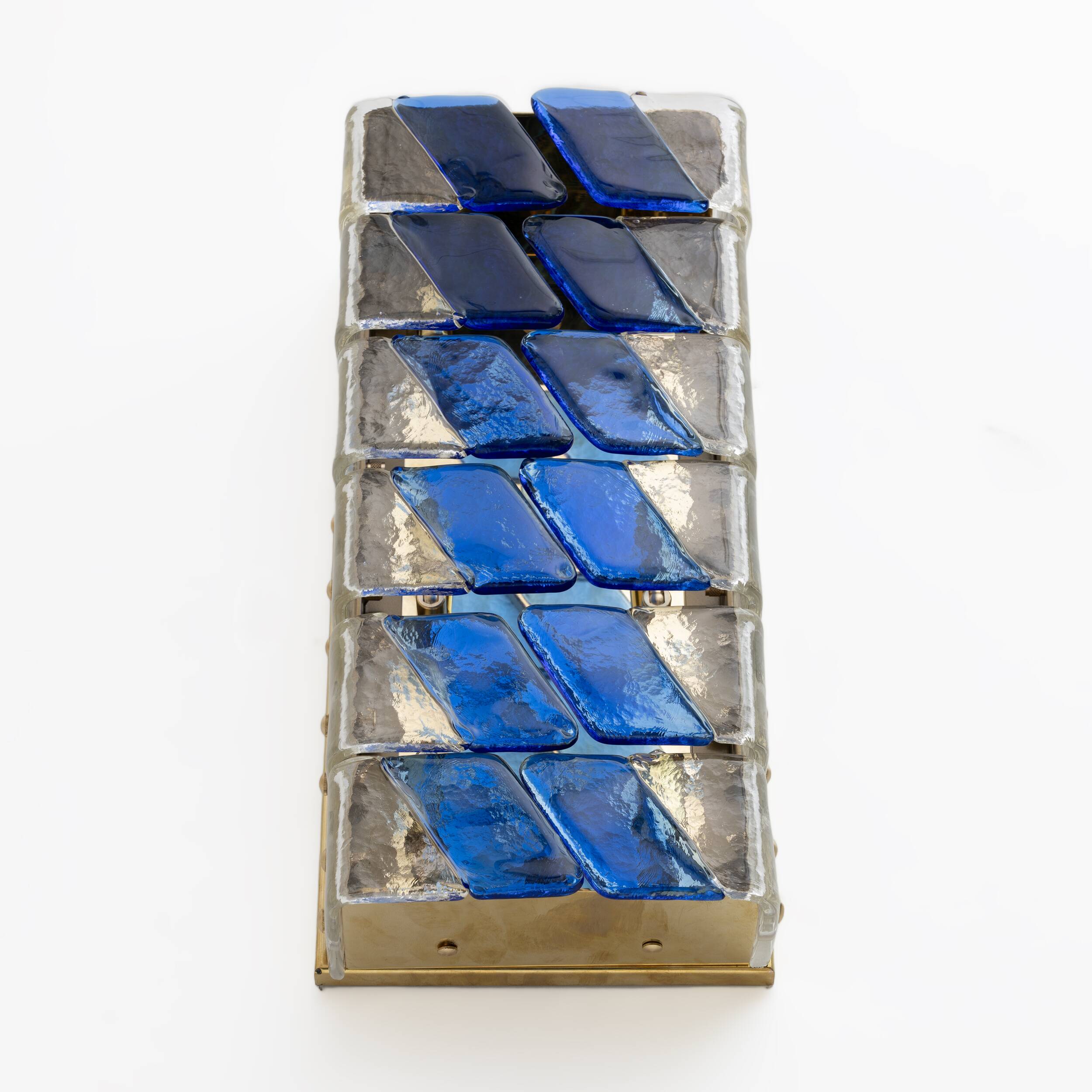 Pair of Mid-century Modern Style Italian Murano Glass and Brass Sconces