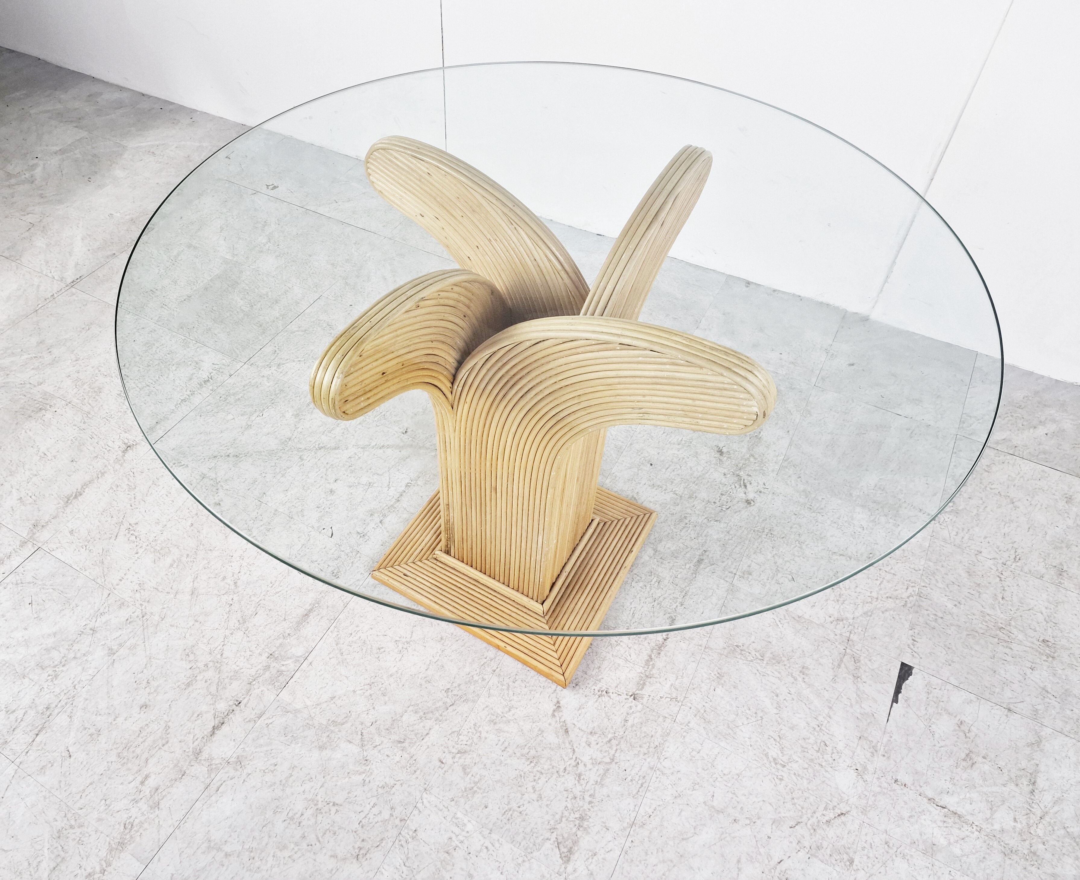 Bamboo dining table by Vivai Del sud, 1970s
