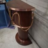 Dutch boat bar solid oak and red copper 1940 1950 art deco