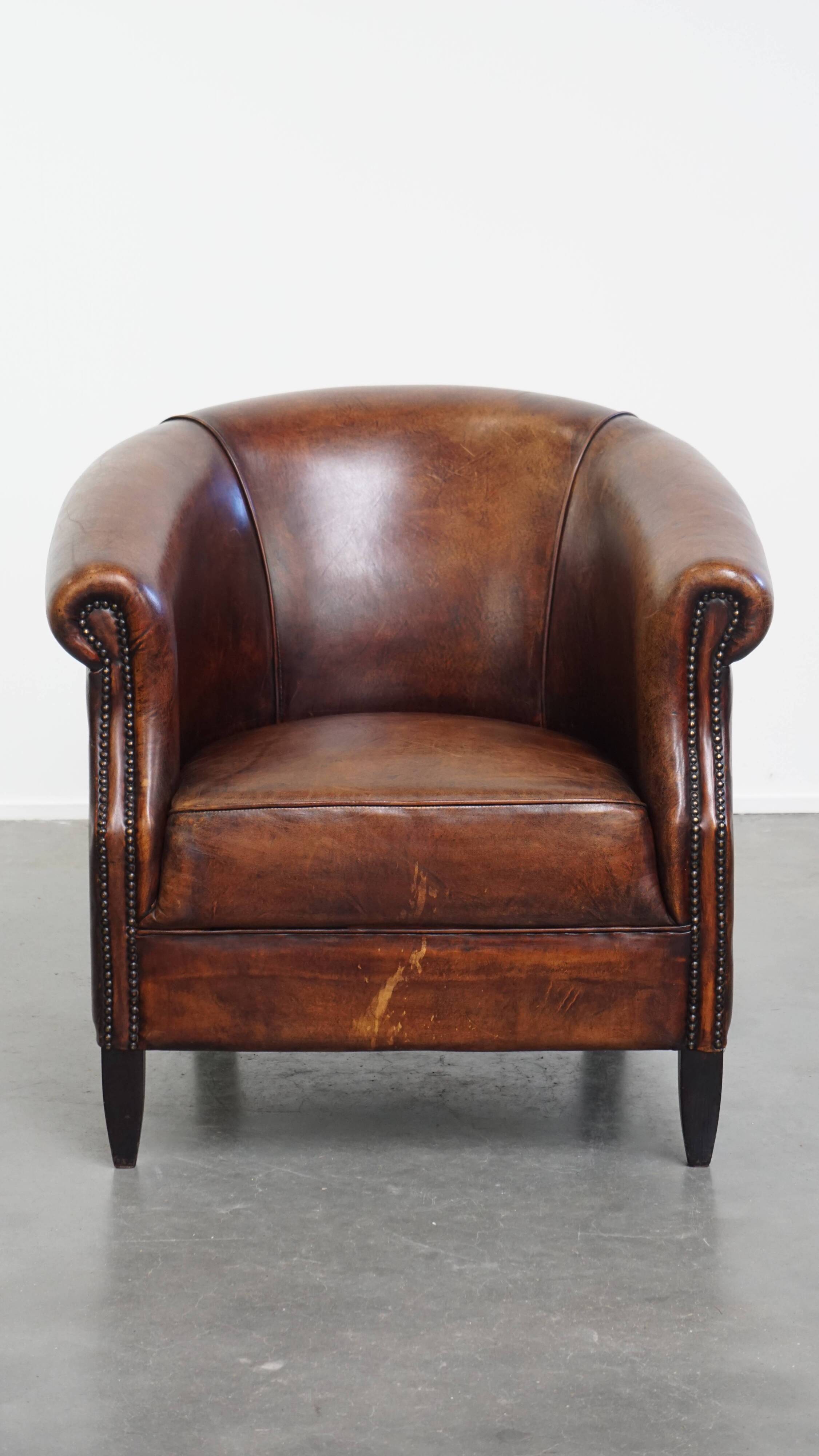 Club chair made of sheepskin leather