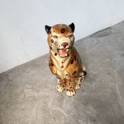 XL Italian ceramic leopard sculpture statue 1970