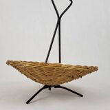 Vintage rattan and metal basket 1960's