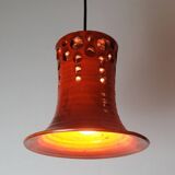 Mid century pendant light with orange ceramic shade 1970s