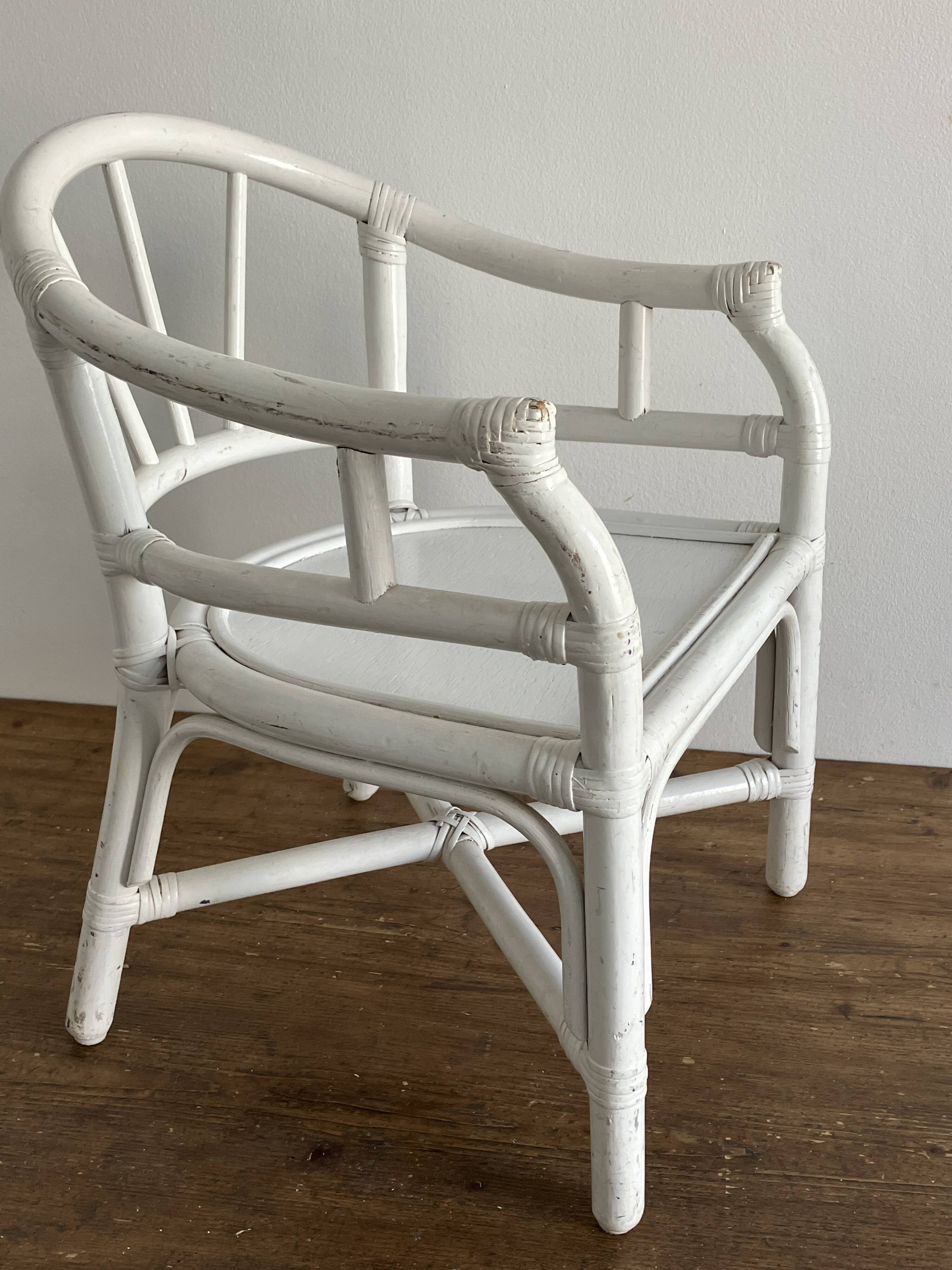 Children's armchair, white rattan