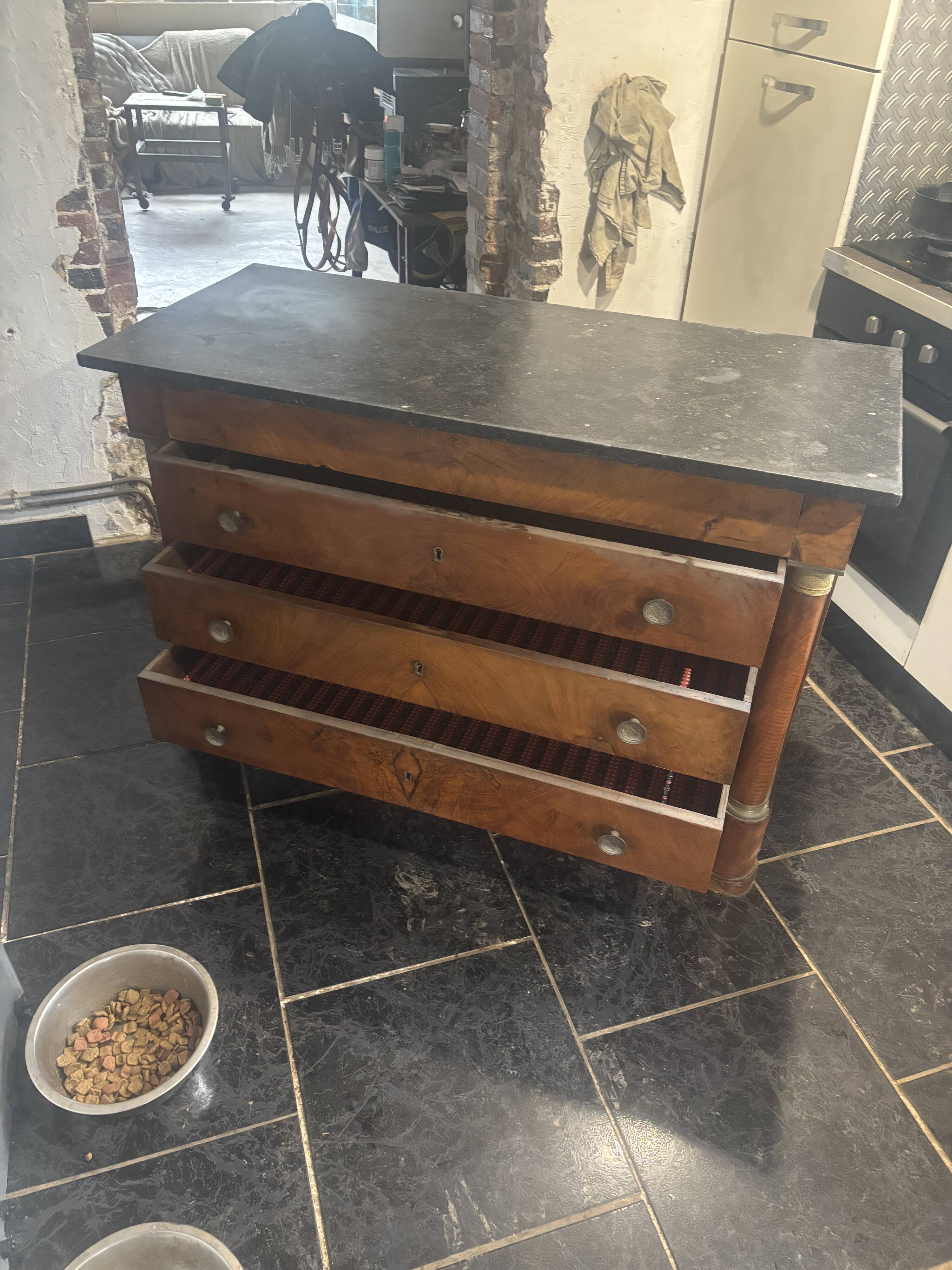 Buffet Empire early 19th century – Black stone top – Finished back