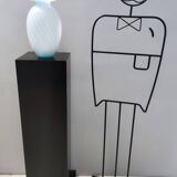 Murano Glass Vase with Light Blue and White Canes, Italy