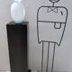 Murano Glass Vase with Light Blue and White Canes, Italy