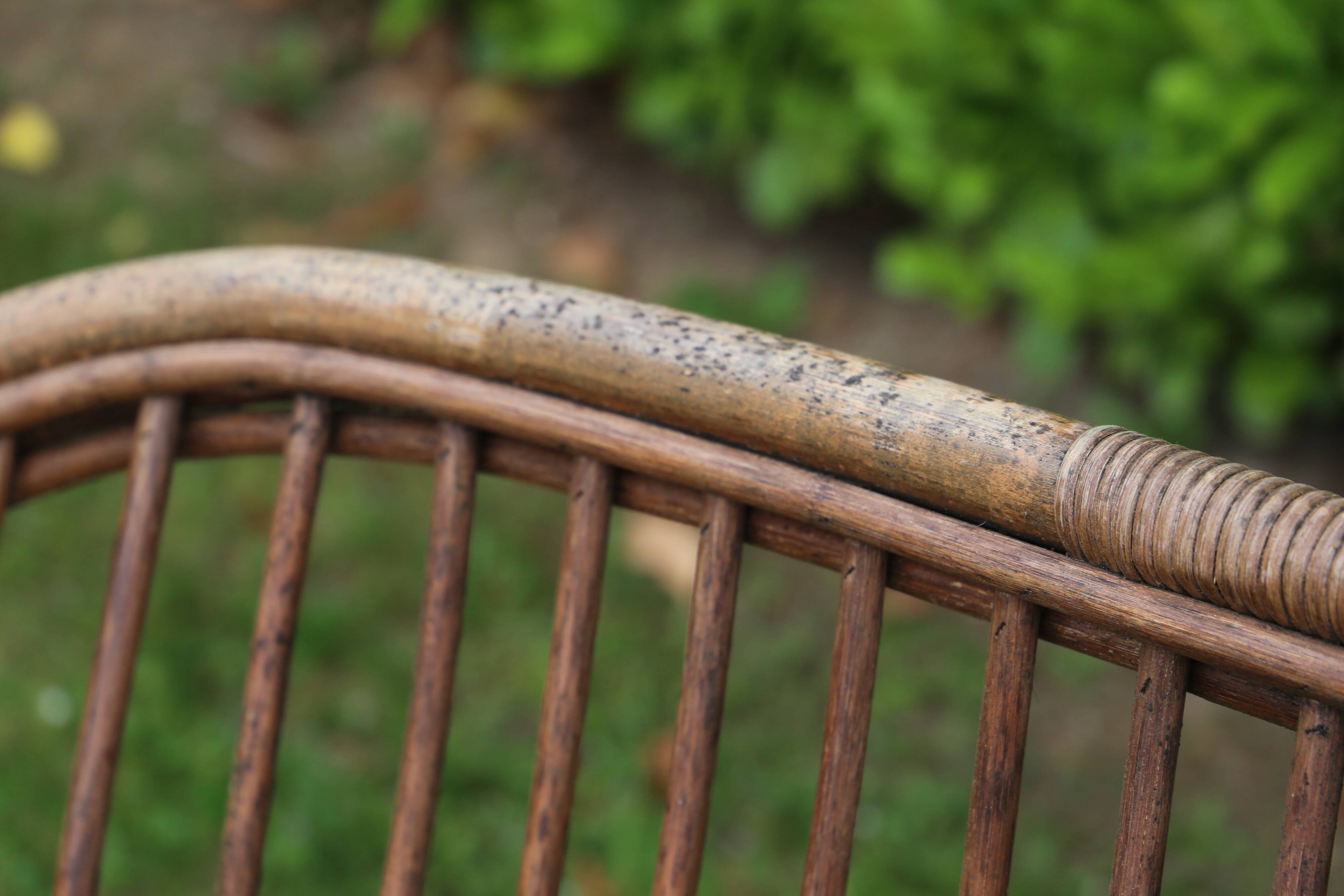 Banquette en rotin deux places, vintage