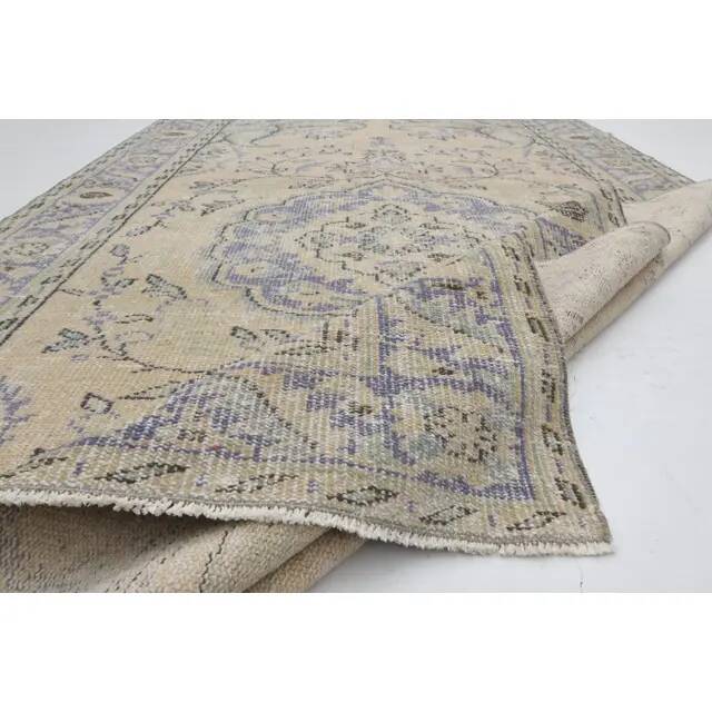 1970s Vintage Turkish Oushak Handmade Wool Cotton Beige Area Rug 171x282