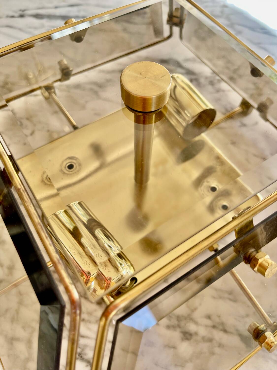 Veca ceiling light in glass and brass, Italy 1970