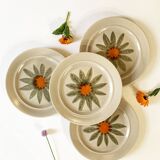 Vintage dessert plates, hand painted flower pattern