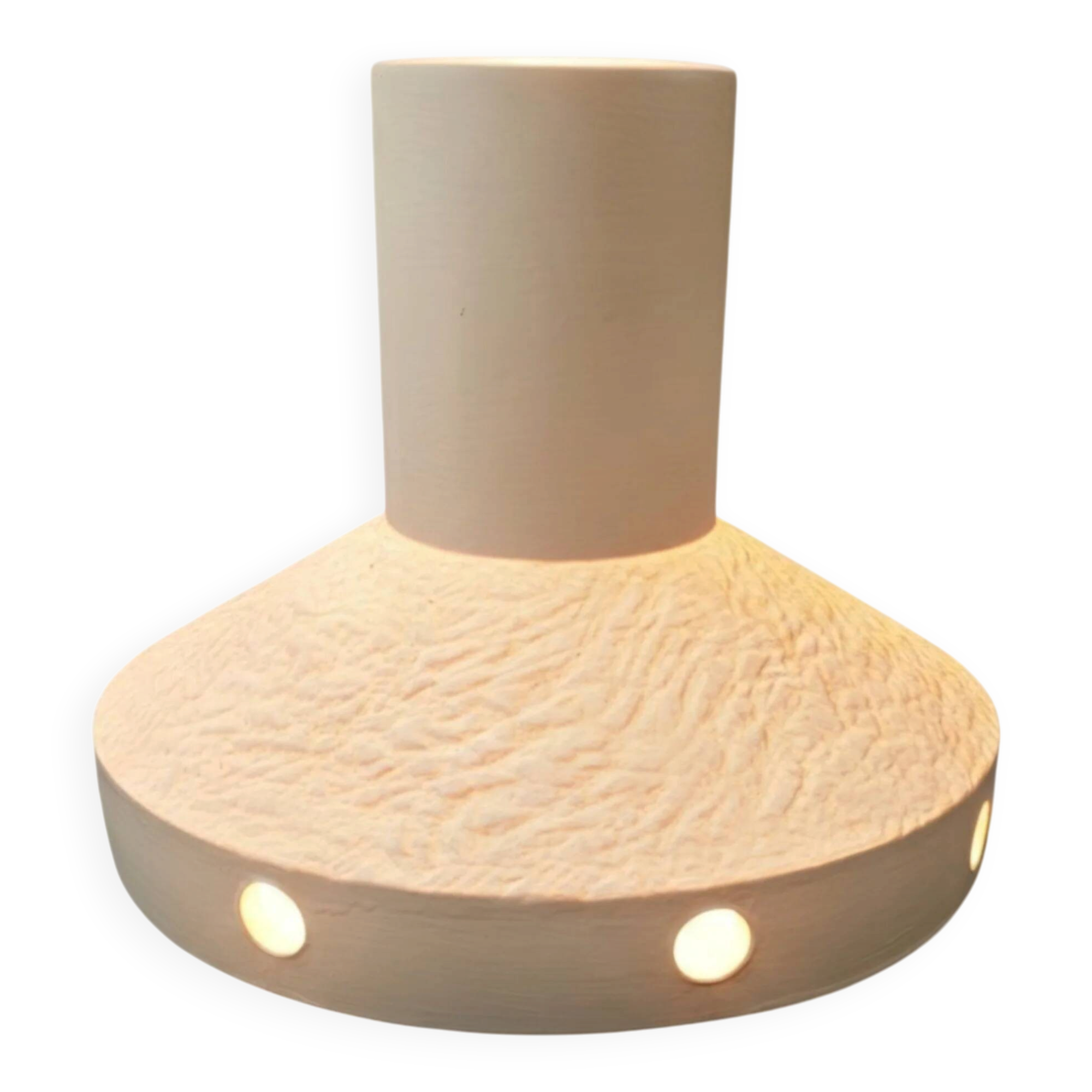 Lampe suspendue en céramique mate émaillée / années 1970