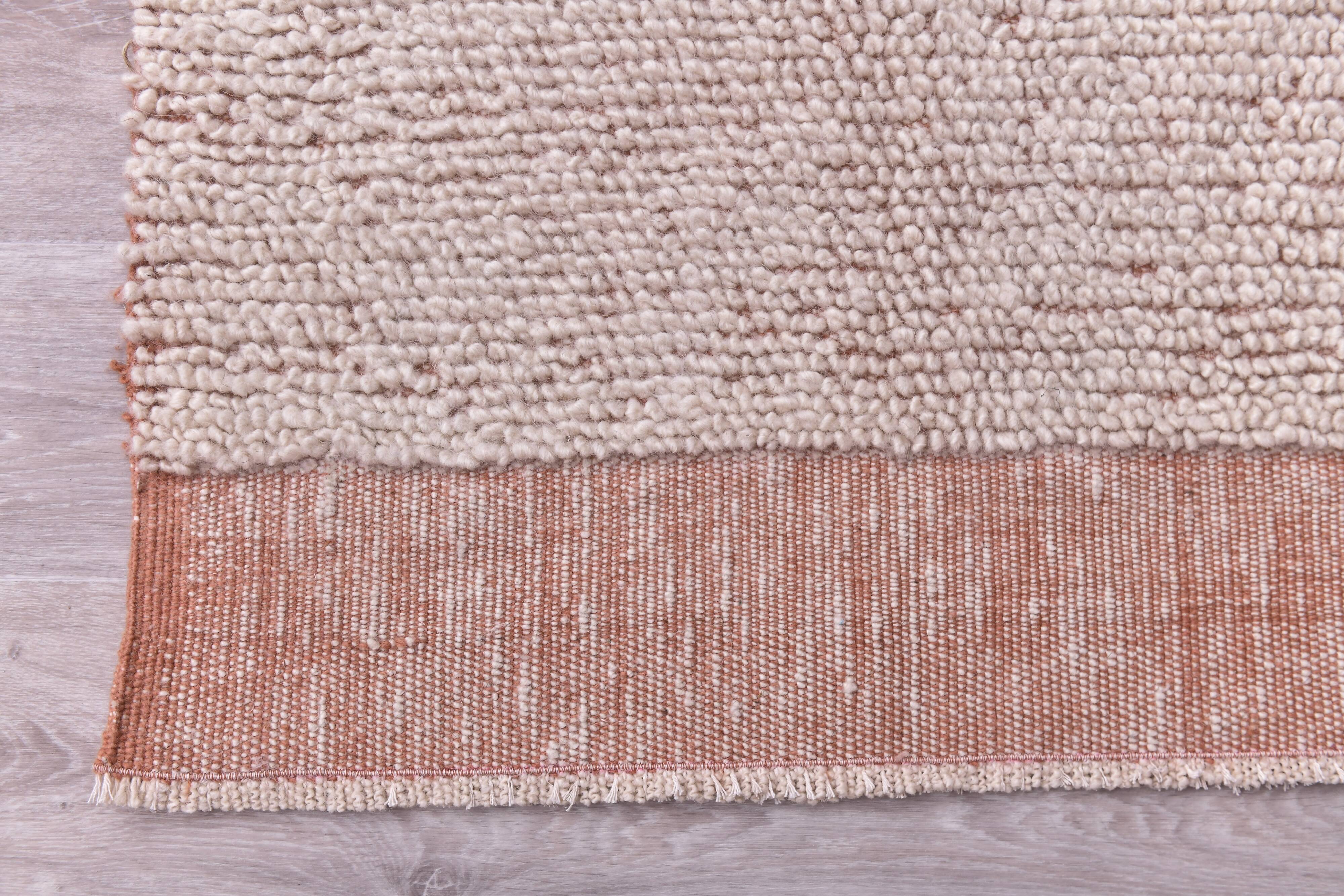 Wool Shaggy rug 200x300 cm , Hand made wool apricot orange carpet