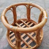 Rattan pouf burlap